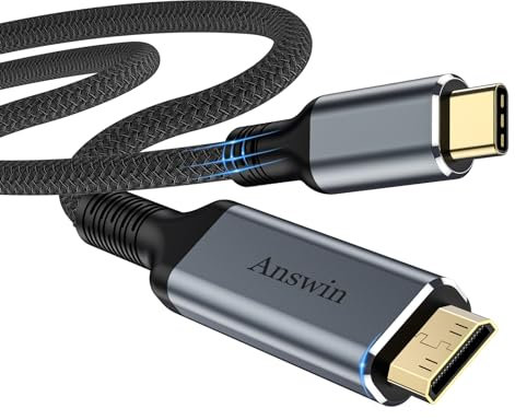 Answin USB C to Mini HDMI Cable 10FT (NOT HDMI), 4K@30Hz/2K@60Hz Type-C to Mini HDMI for MacBook, iPad Pro, iPhone 15, Galaxy S23, Steam Deck, ROG Ally, Laptop to Portable Monitor Cable