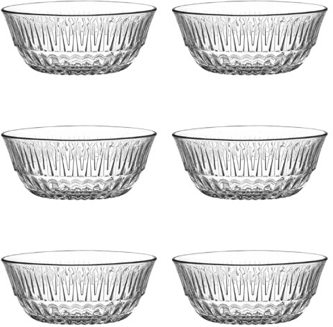 LAV Glas Dessertschalen Set 12 345ml 100% BLEIFREIE Kristall Glassschalen Set 12, Dessertbecher, Dessertgläser, Puddingschalen Glas Dipschale, Stapelbare Servierschalen Saucenschalen