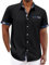 Black XL Hawaiian Shirt - Short Sleeve Smart Casual Linen Shirt for Men