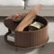 JOINICE,Round Coffee Table with Storage,Fluted Center Table with Sliding Cabinet Door for Living Room,Home Small Space,31.5 Small Center Table,Walnut