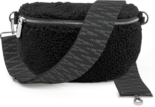 ARTVALL - Umhängetasche Teddystoff Tasche Handtasche Plüschtasche Bauchtasche Teddyfell Plüsch mit Schultergurt Design Taschenband abnehmbar verstellbares Riemen Crossbody Bag Damen mit Reißverschluss