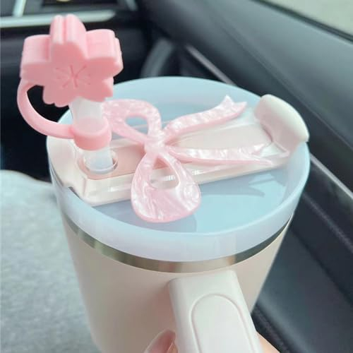 Gigbuff Cam Name Plate for Stanley Cup Accessories Straw Cover Cap for Stanley Cup Tumbler Lid Topper for Stanley H2.0 40oz (Pink)