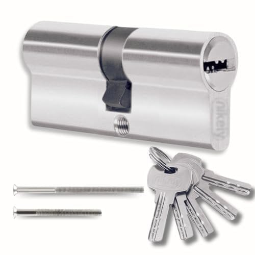 Cilindro per Serrature 30/30mm con 5 Chiavi singole, Cilindro profilato, Set con due viti, montabile facilmente, Serratura per porte e garage, Lunghezza 60mm