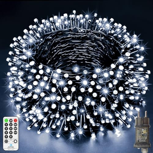 LYNNON 42m 1400 LED Lichterkette Außen Weiß Lichterkette Outdoor Wasserdicht 8 Modi mit Fernbedienung und Timer, Lichterkette Innen für Party Hochzeit Ostern Garten Balkon Weihnachtsbaum deko
