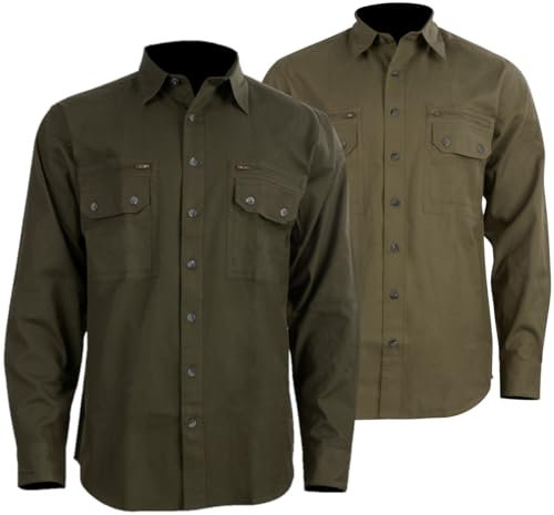 La Chasse® Doppelpack-Jagdhemden Yukon 2er-Pack Outdoorhemden olivgrün/Schilf Jägerhemden von Oefele Jagdbekleidung (DE/NL/SE/PL, Kragenweite, 43, 44, Regular, Regular, Oliv/Schilf)