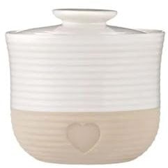 Mason Cash Rustic Charm Storage Jar 700ml Stoneware with Airtight Lid French Provincial Design with Heart Motif Ideal for Tea Coffee Sugar Rice