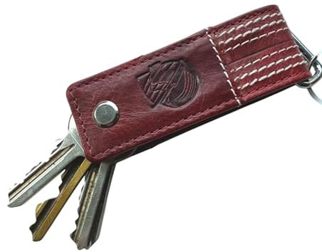 CRICKET-GIFTS - Buffalo Leather Screw Key Chain | Luxurious & Durable | Ideal for Cricket Enthusiasts | Secure & Elegant Metal Clasp | Mini Cricket Ball Keyring Accessory, Red