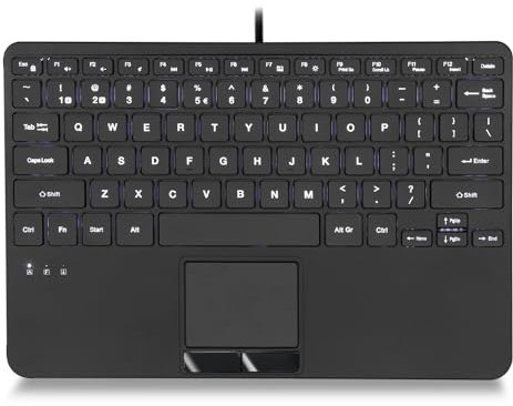 Perixx PERIBOARD-425 US Wired Mini USB Keyboard with Touchpad, X Type Scissor Keys, White Backlit, 2 USB Hubs, Compact 11.18x7.17x1.1 Inches, US English