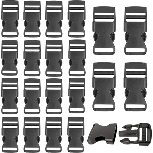 BetterJonny 20 Stück Plastik Steckschnallen, 25mm Steckschnallen-Klickverschluss, Verstellbare Kunststoff-Schnallenclips für Rucksackgurte