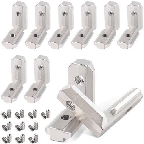 Yeepeo 10 Stück T-Nut Innenwinkel, 3030 Nut 8 M6 Aluprofil Verbinder T Slot Eckverbinder 90° L-Form Inneneckverbinder mit Schrauben, Zinklegierung Innenverbindung Winkelwinkel für 30-Serie