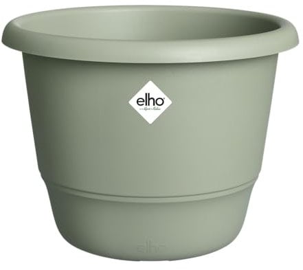 elho Amiga Round 25 - Plant Pot for Indoor & Outdoor - 100% Recycled Plastic - Ø 24.5 x H 18.5 cm - Green/Thyme Green
