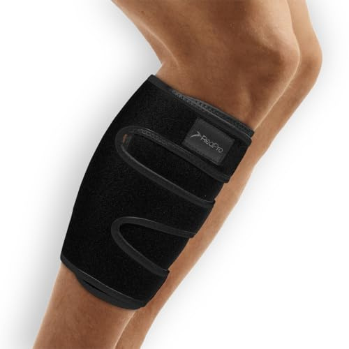 ReaPro Wadenbandage mit Klettverschluss I Unterschenkelbandage schwarz, Wadenbein Bandage verstellbar für Damen & Herren nach Bruch, Muskelzerrung