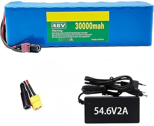 48V 30Ah E-Bike-Akku E-Bike-Akku Lithium-Ionen, Elektrofahrrad-Akkupack, Mit 54,6 V 2 A Ladegerät, Für 1000W 750W 500W Elektrofahrrad-Scooter-Motor XT60