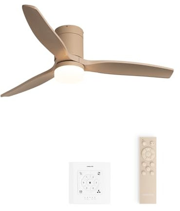 CREATE / WINDCALM M/Ventilateur de plafond ABS avec lumière sable, pales avec contrôleur et télécommande / 40W, Minuterie Ø132 cm, 6 vitesses, 3 températures de lumière, fonction été-hiver