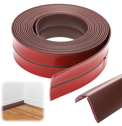 Plinthe de protection des bords autocollante, plinthe souple flexible, rouleau imperméable, facile à découper, pour portes, fenêtres, murs, cuisine, carrelage, idéal pour les bricoleurs (marron, 2 x 2
