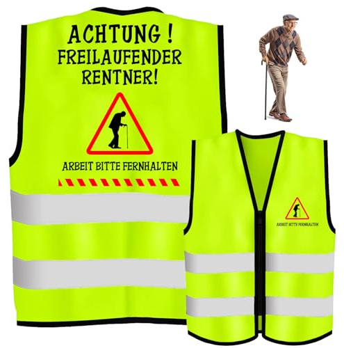 Saier tbo Renteneintritt Geschenk für Männer Frau, Rentner Thema Warnweste Lustige Rentnerin Reflektierende Weste mit Reißverschluss für Damen Herren Abschiedsgeschenk Kollegin Ruhestand Geschenk