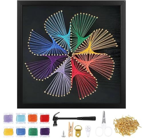 String Art - Kit da parete per adulti, con filo 3D per unghie, per principianti, cornice decorativa fai da te per la casa e regalo creativo