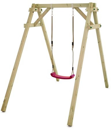 WICKEY Kinderschaukel Schaukelgestell Smart One - Schaukel mit Schaukelgerüst, Einzelschaukel, Holzschaukel für den Garten (pink)