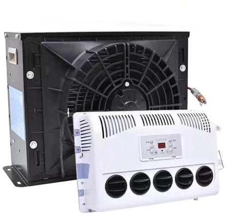 WOTZOV Climatiseur RV 12V Climatiseur Split Camion Cabine DC Électrique Climatiseur AC pour Semi Bus Caravane Mini Split Climatiseur RV pour Caravane Camions Lourds Commerci，A