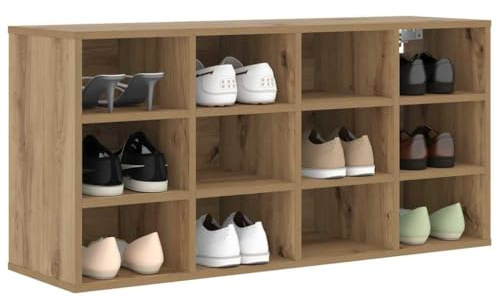 vidaXL Shoe Cabinet Artisan oak 103 x 30 x 51 cm Engineered wood, Ample Storage for Hallway, Rectangular Minimalist Shoe Cabinet, Stylish Organizer, Functional Home Entry Solution, Space Saver