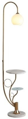 WANGHAI-666 Lampadaires Lampadaire Moderne en Arc avec Plateau, Lampe sur Pied for Salon avec Abat-Jour en Verre et Base en marbre pour la Lecture
