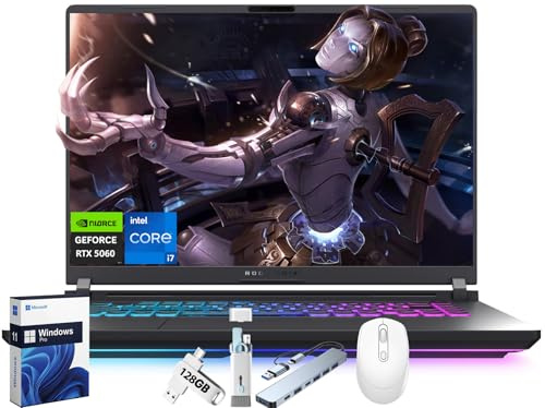 ASUS ROG Strix G16 2025 Gaming Laptop, NVIDIA GeForce RTX 5060 GPU(>4070), Intel i7-14650HX Processor, 16 FHD+ 165Hz 3ms Nebula Display, 32 GB DDR5 RAM, 1 TB SSD, ROG Cooling, Wi-Fi 7, Win 11 Pro