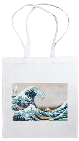Umhängetasche Hokusai: Stofftasche, Jutebeutel mit buntem Farbaufdruck. Aus 100% Baumwolle mit langen Trägern. Accessoire für Fans farbenfroher Kunst. Reusable Bag