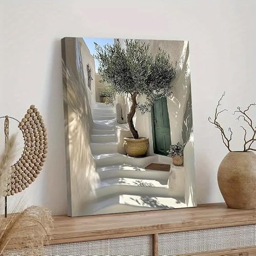 GLWDME 1 toile rustique olivier 60 x 80 cm, peinture sur toile, affiche et impressions, tableau mural pour salon, chambre à coucher, salle à manger, bureau (avec cadre intérieur)