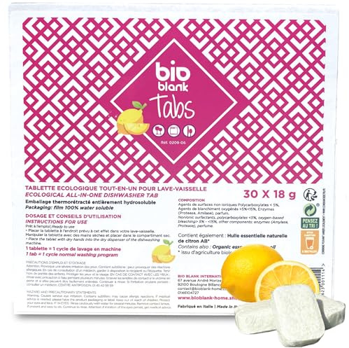 BIO BLANK Tablettes Lave-Vaisselle 7 en 1 au Citron Bio 30 Tablettes