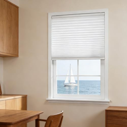 Plissee Nach Maß 70 x 185 cm Sonnenschutz, Bietet Optimalen Sichtschutz Und Privatsphäre, Verdunklung, Klemmträger Jalousie Plisseerollo für Fenster Und Tür, Weiß