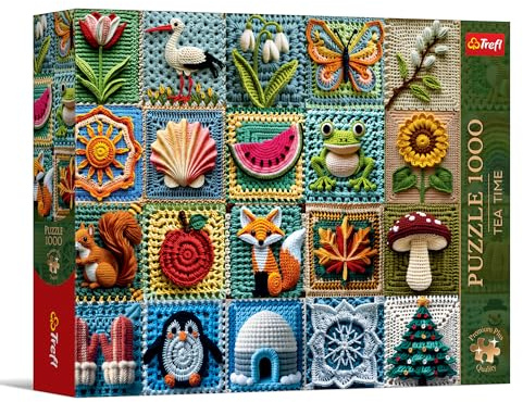 Trefl - Puzzle 1000 Teile, Tea Time: Häkeln – Die Vier Jahreszeiten