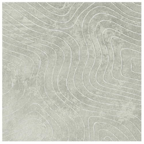 vidaXL Bereichsteppiche PALMERAS Grün 200 x 200 cm Polyester, Moderner Teppich, rutschfeste Ausführung für Wohnzimmer, elastische Matte, pflegeleicht und langlebig