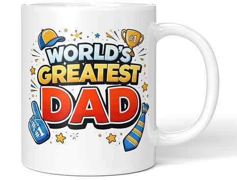 Party People Funny Novelty Mug - Worlds Greatest Dad - 11oz Ceramic Coffee or Tea Cup for Christmas, Birthday, Secret Santa, Mother’s Day or Father’s Day Gift 0100