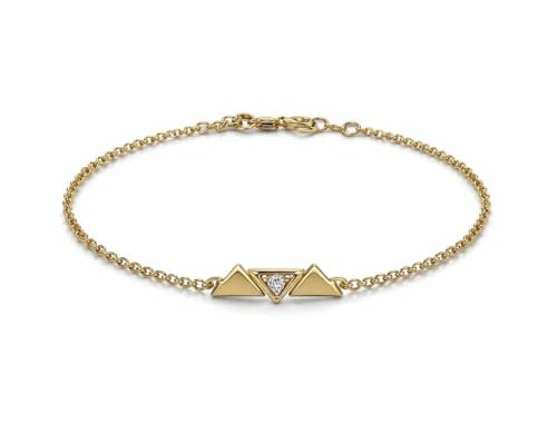 Suzan Gold Armband 925 Sterling Silber Dreieck Armband vergoldet Damen geometrisch modern Zirkonia filigran elegant Schmuck Geschenk Frauen