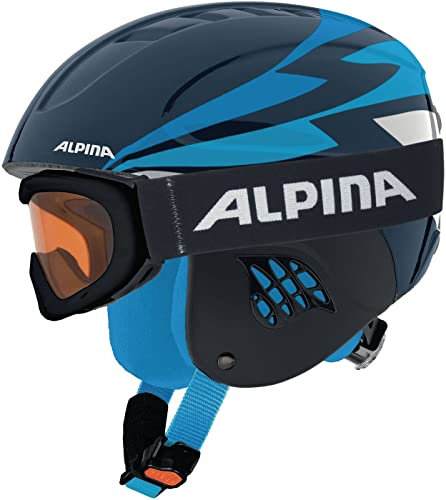Alpina Sports Unisex Jugend Carat Set Skihelm, Nightblue, 48-52