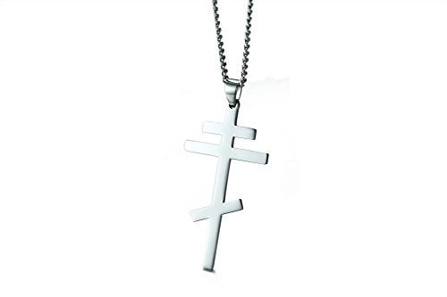 VNOX Männer Frauen Edelstahl Russisch Orthodoxe Kreuz Anhänger Halskette Byzantinische Reich Silber,freie kubanische Kette