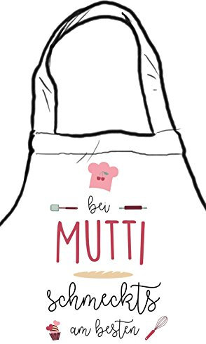 die stadtmeister Kochschürze mit Wunschnamen personalisierbar/z.B. „Bei Mutti (bzw. Wunschname) schmeckts am besten“ / das ideale Geburtstagsgeschenk um der besten Köchin