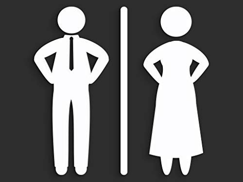 Geprägte, selbstklebende Figuren | Schilder WC [F] Mann und Frau Toilettenschild - Badezimmer Toilette (Weiß)