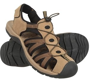 Mountain Warehouse Bay Reef Mens Shandals - Synthetic Upper Shoes, Neoprene Lining Sandals, Lightweight, Cushioned Foam Footwear - Spring Summer, Walking, Travel Brown Adult Shoe Size 6