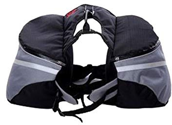 MISSMAO Hunderucksack Schultertasche Satteltasche für Hunde größenverstellbare Haustiertasche Hund Zubehör für Wandern Hellgrau S