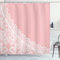 ABAKUHAUS Pink und Weiß Duschvorhang, Spitze Art Border, Stoffliches Gewebe Badezimmerdekorationsset mit Haken, 175 x 200 cm, Pale Pink Weiß