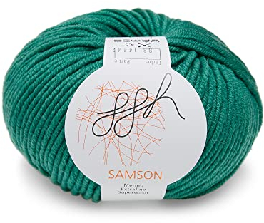 ggh Samson - Merino Wolle (mulesing free) Lauflänge ca. 85m auf 50g - Wolle zum Stricken oder Häkeln - Farbe 068 - Smaragdgrün