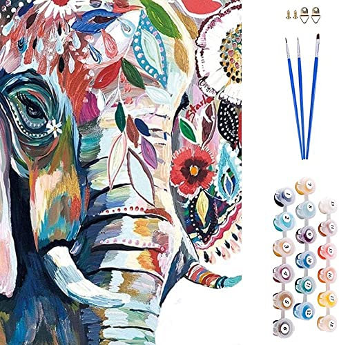 ABEUTY Wandkunst Elefant Tier Elfenbein Malen nach Zahlen, DIY Ölgemälde auf Leinwand Gemälde 40x50cm