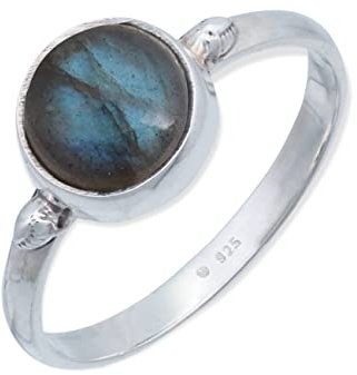 mantraroma Ring Damen Silber 925 Labradorit Edelstein blau schlicht modern