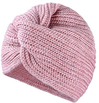 MFAZ Morefaz Ltd Damen Chemo Turban Twist Hut Mohair Wolle für Krebs Kopfbedeckung Headwrap Strickmütze Schals (Rose Pink)