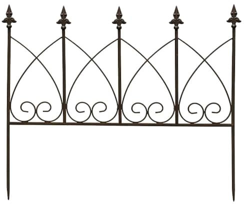 Beetzaun Metall Zum Stecken Beeteinfassung Beetumrandung Antik-Stil Braun 62cm