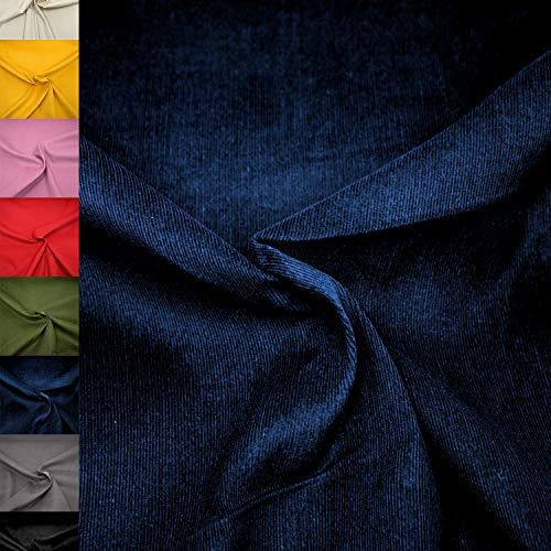 MAGAM-Stoffe Lasse Babycord Feincord Stoff Uni 100% Baumwolle Meterware 50cm (11. Marine)
