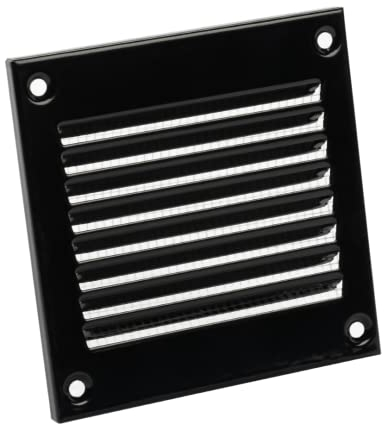100x100mm Rejilla de Ventilación con Mosquitera - Rejillas de Aireación Metálicas - Acero, Negro