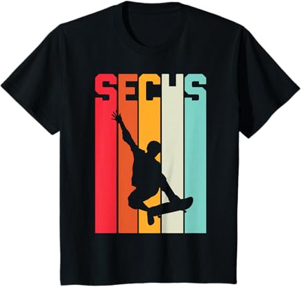6. Geburtstag Geschenk Jungs Kinder Skater Skateboard Fan T-Shirt