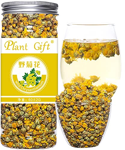 Plant Gift 60G/2.11oz 野菊花 Té de Crisantemo Silvestre Brote de Crisantemo Fresco, Té de Hierbas Chino, Té de Flores